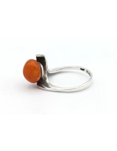 Bague Années 70 en argent 925 sertie d'ambre - 3