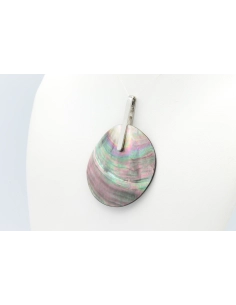 Pendentif contemporain en argent 925 et nacre - 2