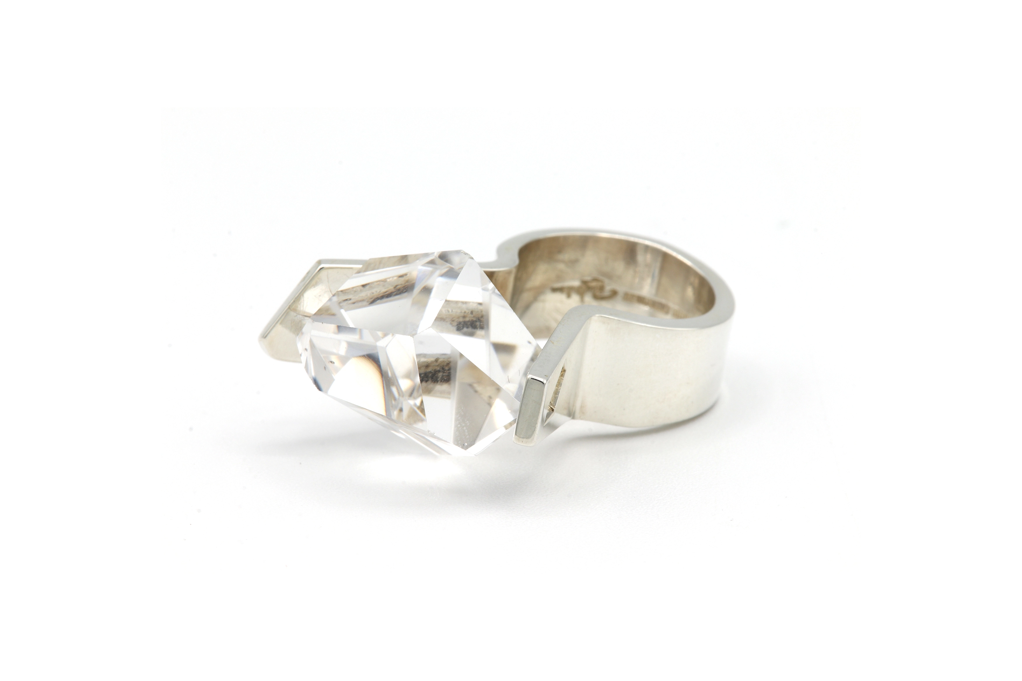 Bague Années 70 en argent 925 et cristal (Danemark, Rey Urban) - 2