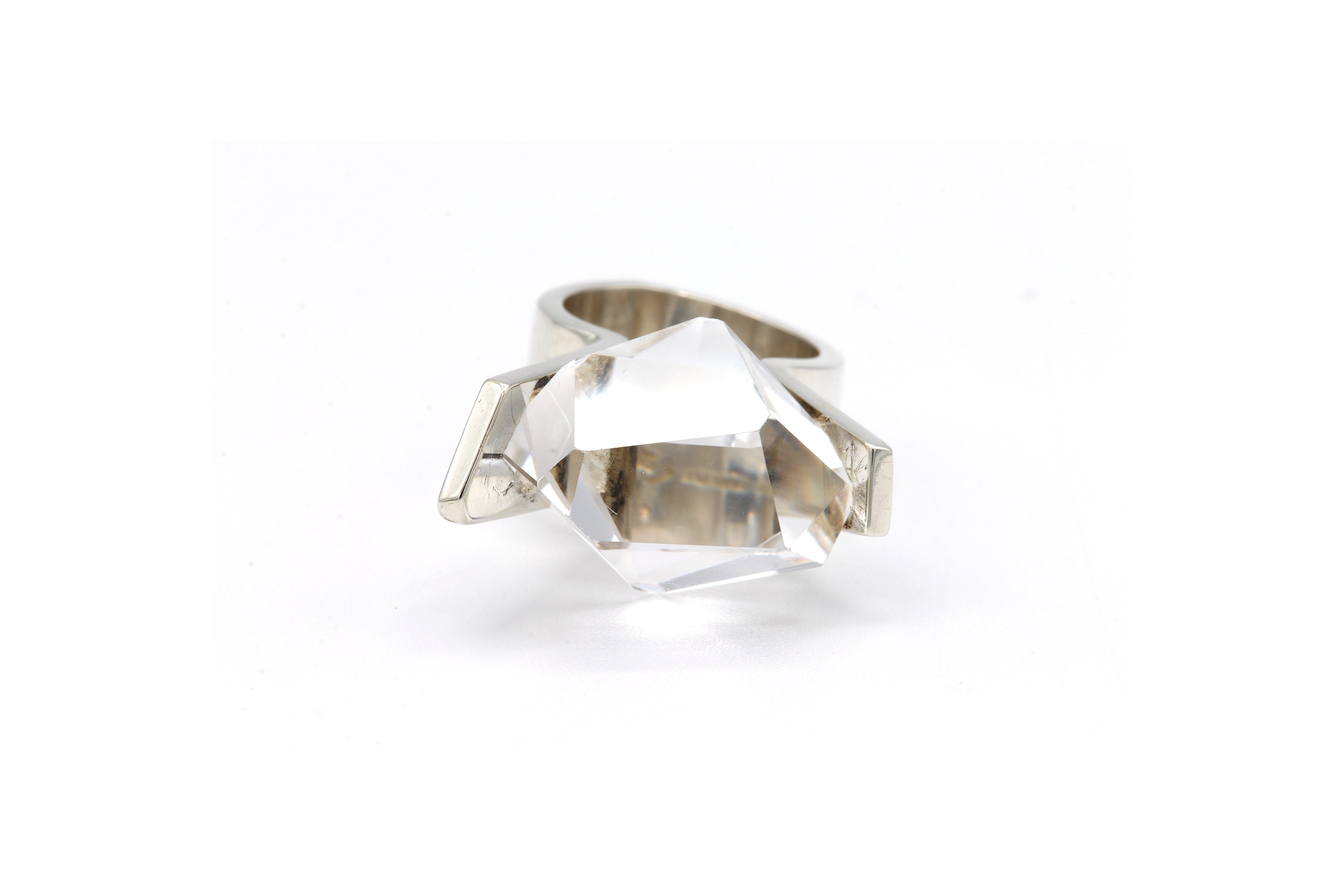 Bague Années 70 en argent 925 et cristal (Danemark, Rey Urban) - 1