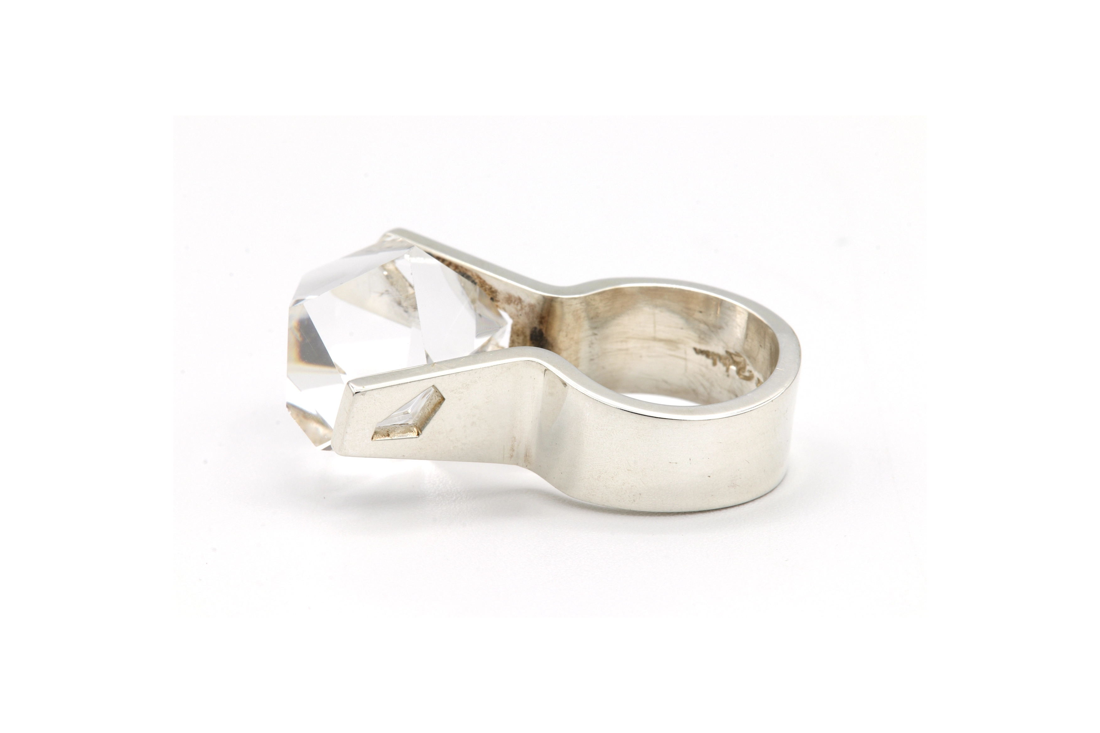 Bague Années 70 en argent 925 et cristal (Danemark, Rey Urban) - 3