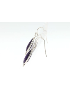 Boucles d'oreilles contemporaines en argent serties d'améthyste - 3