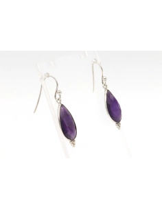Boucles d'oreilles contemporaines en argent serties d'améthyste - 4