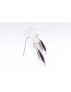 Boucles d'oreilles contemporaines en argent serties d'améthyste - 5