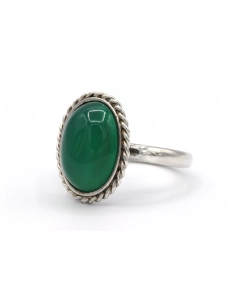 Bague contemporaine en argent sertie de chrysoprase - 1