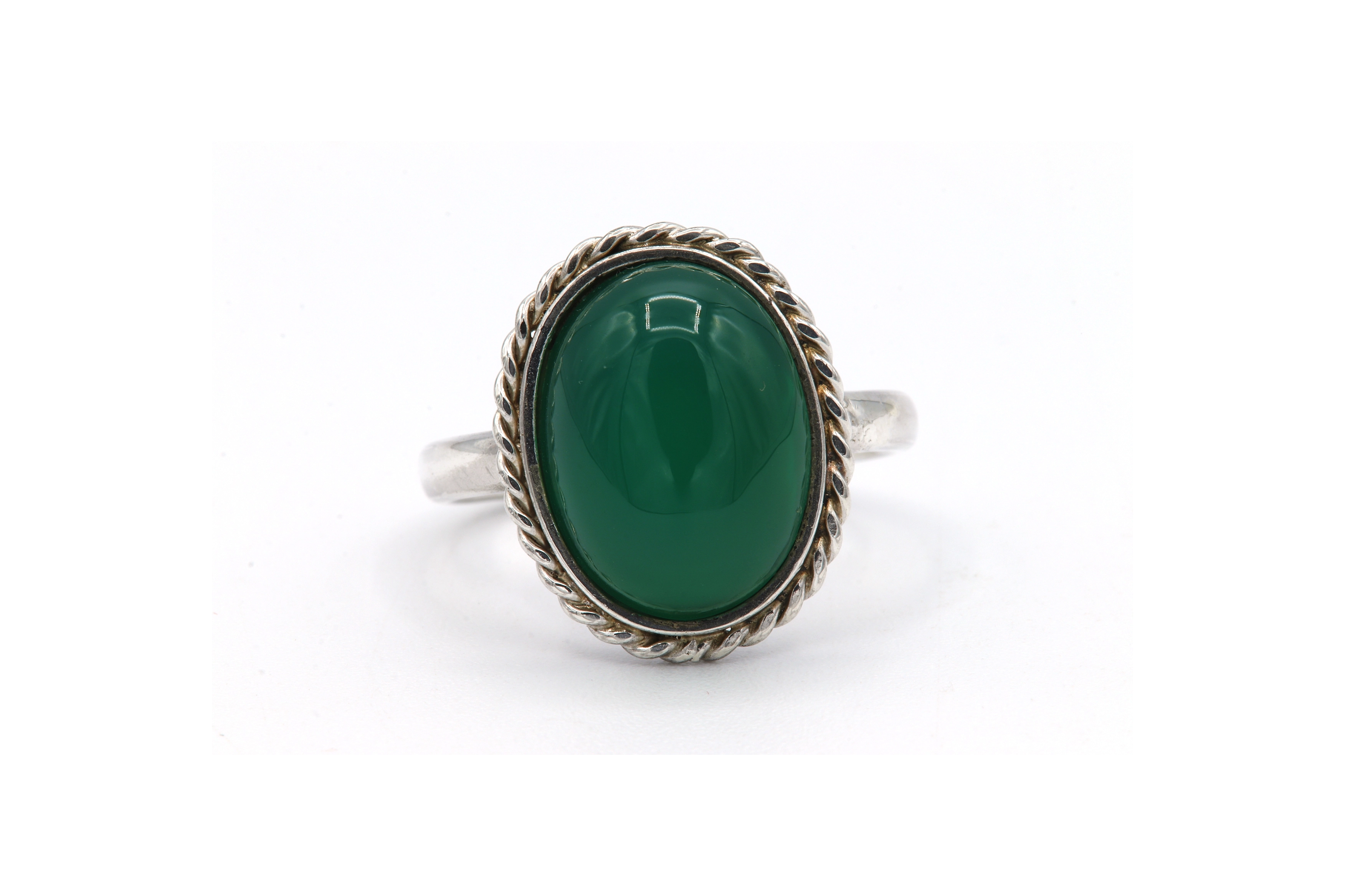 Bague contemporaine en argent sertie de chrysoprase - 2