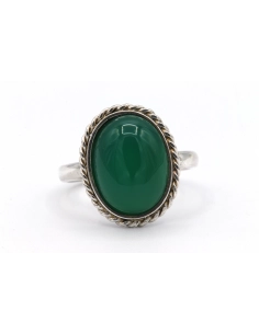 Bague contemporaine en argent sertie de chrysoprase - 2