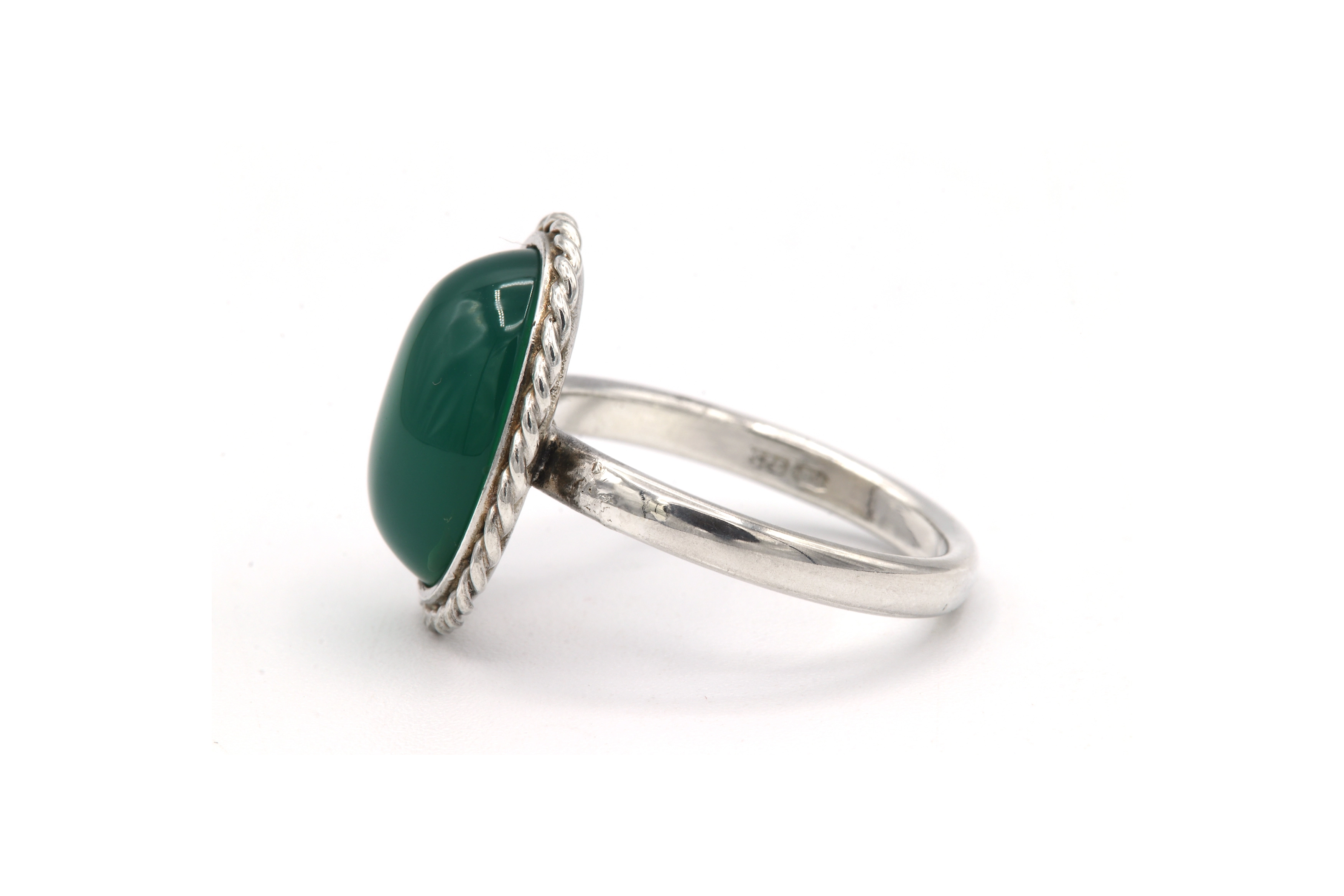 Bague contemporaine en argent sertie de chrysoprase - 3
