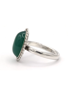 Bague contemporaine en argent sertie de chrysoprase - 3