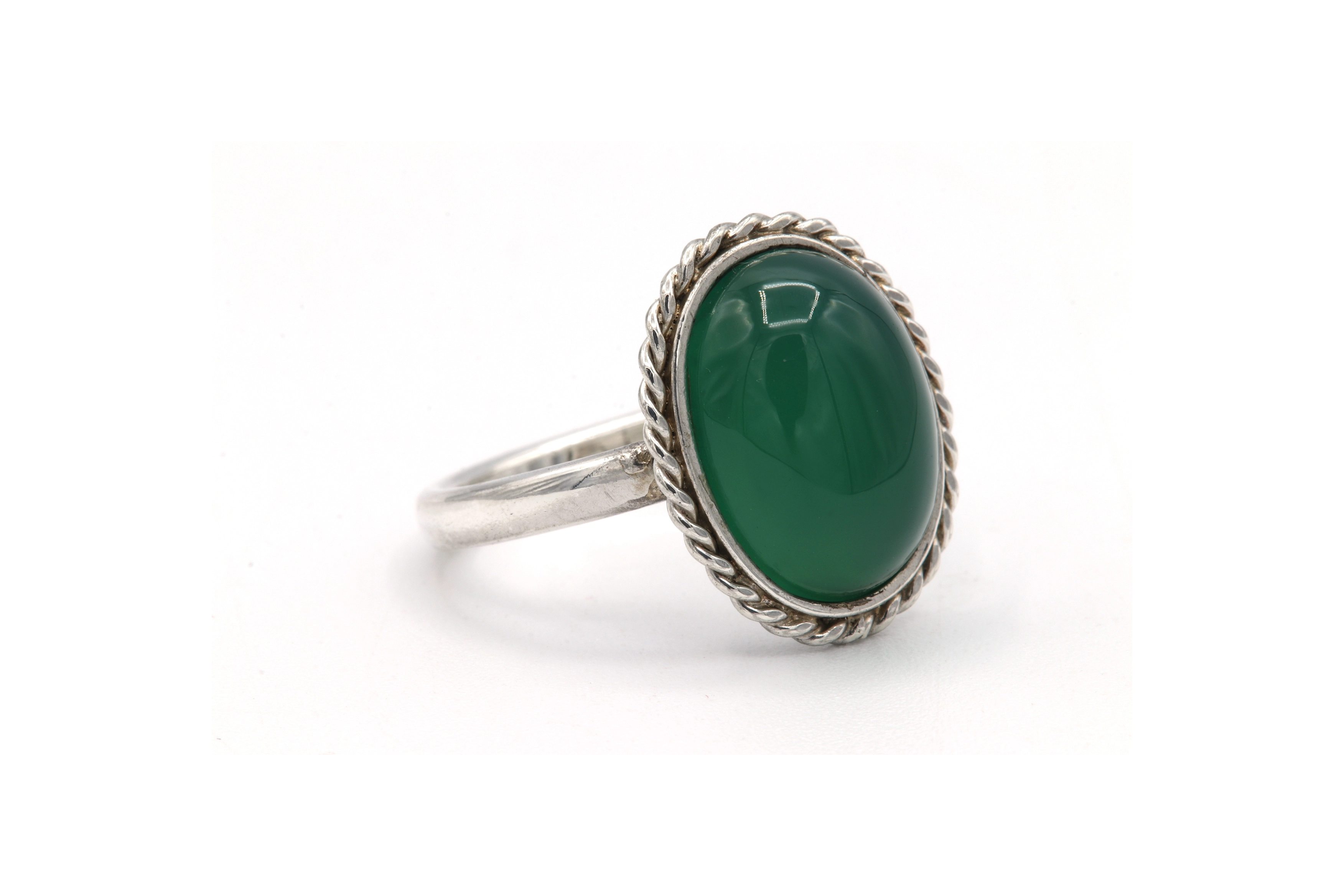Bague contemporaine en argent sertie de chrysoprase - 6