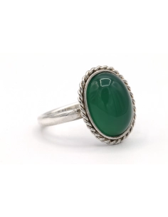 Bague contemporaine en argent sertie de chrysoprase - 6