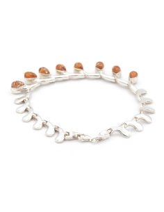 Bracelet contemporain en argent sertie d'ambre - 5