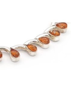 Bracelet contemporain en argent sertie d'ambre - 6