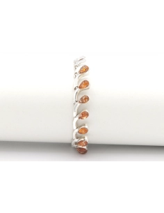 Bracelet contemporain en argent sertie d'ambre - 1