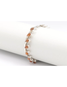 Bracelet contemporain en argent sertie d'ambre - 2
