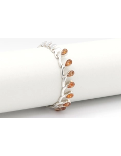 Bracelet contemporain en argent sertie d'ambre - 3