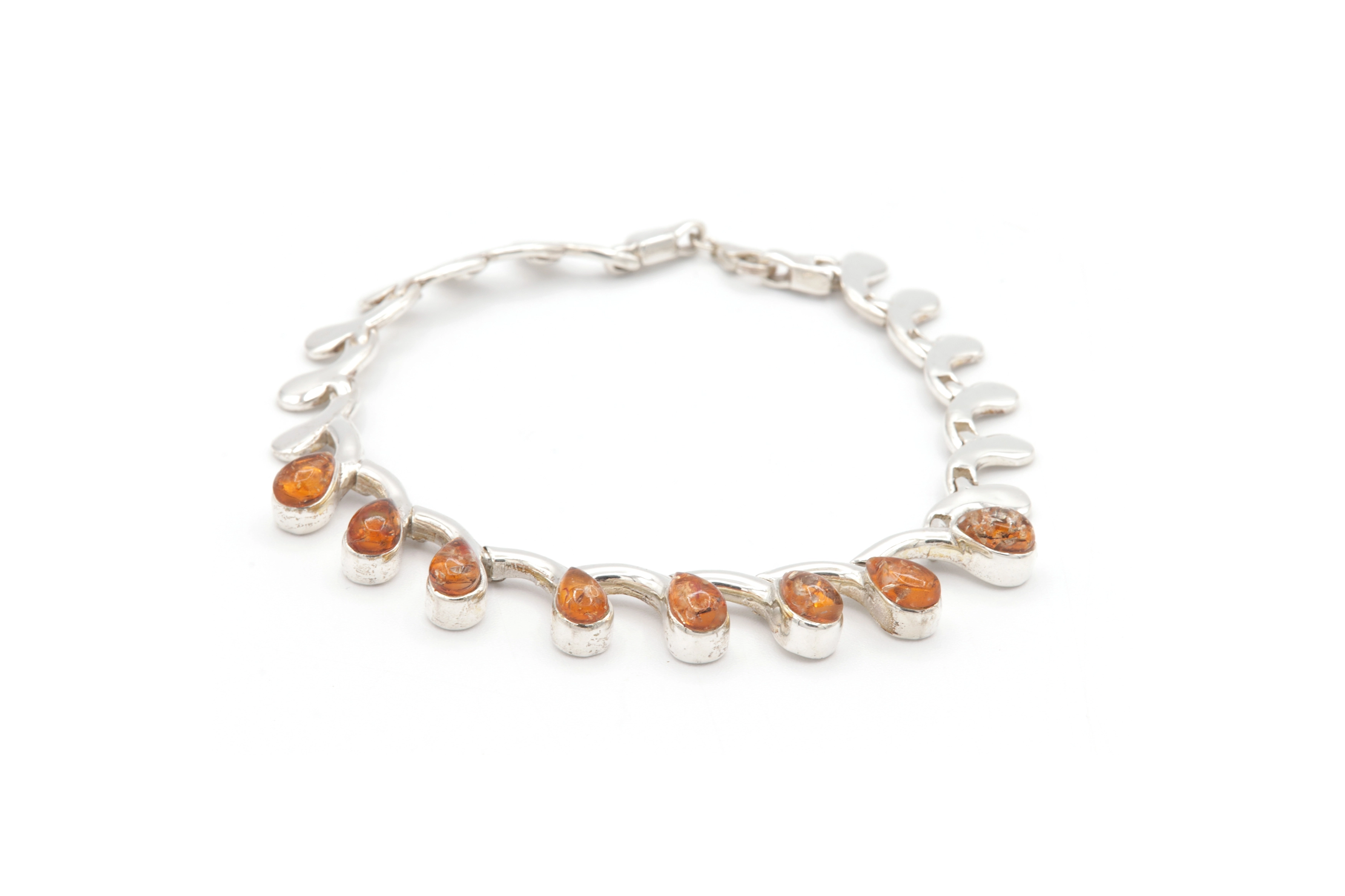 Bracelet contemporain en argent sertie d'ambre - 4