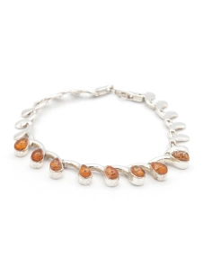Bracelet contemporain en argent sertie d'ambre - 4