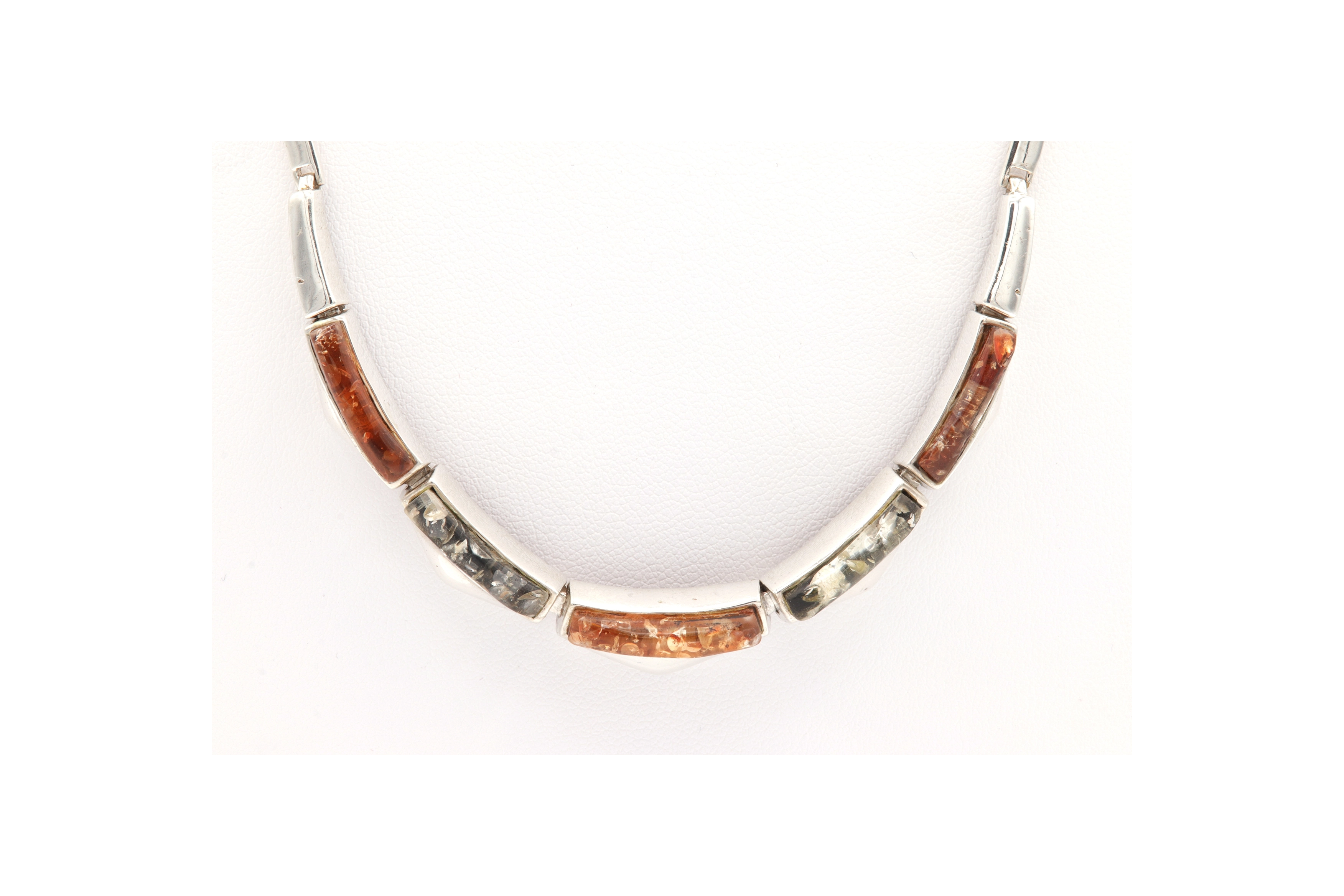 Collier contemporain en argent 925 serti d'ambre - 4