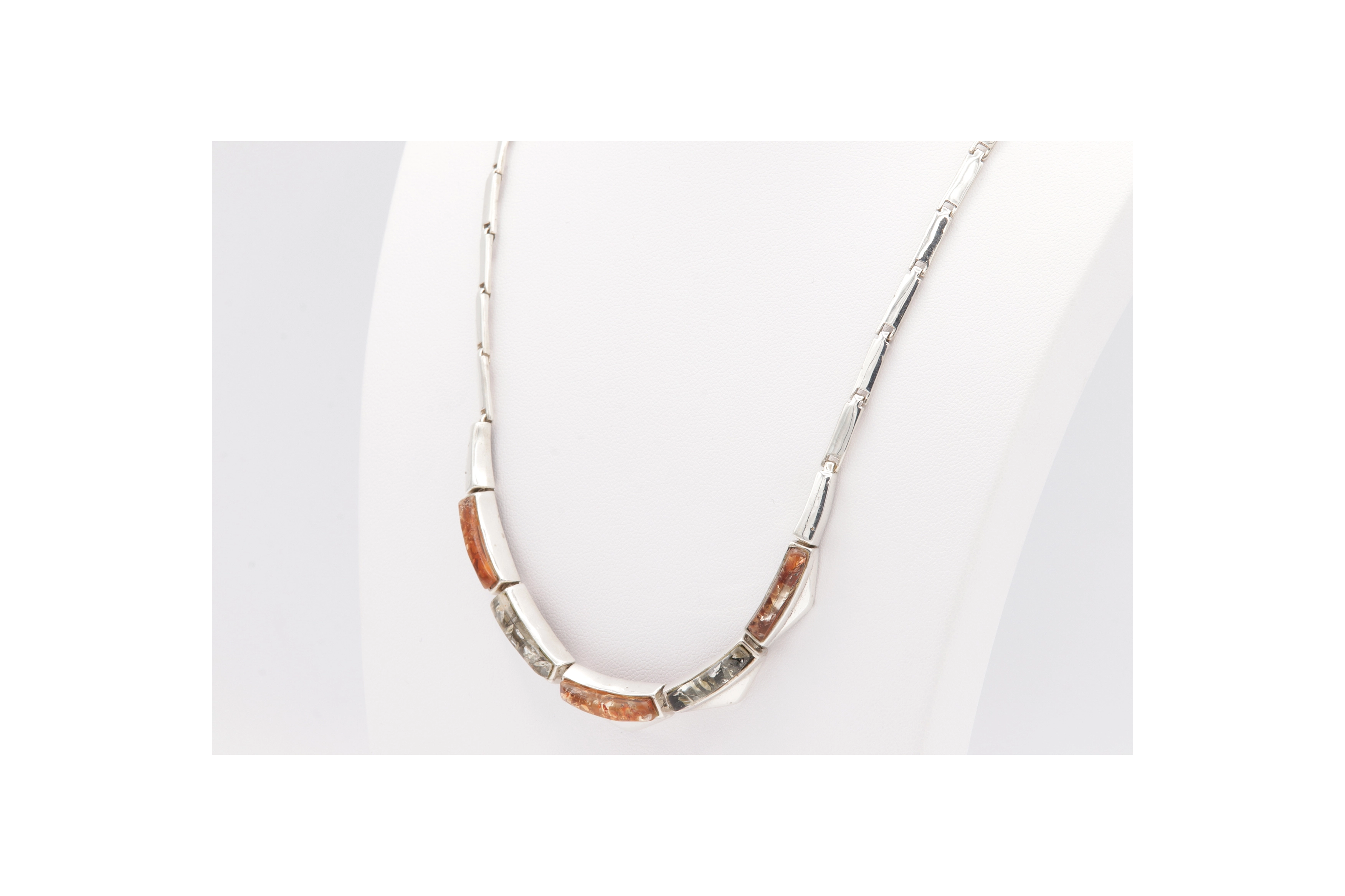Collier contemporain en argent 925 serti d'ambre - 2