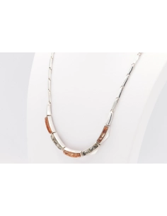 Collier contemporain en argent 925 serti d'ambre - 2