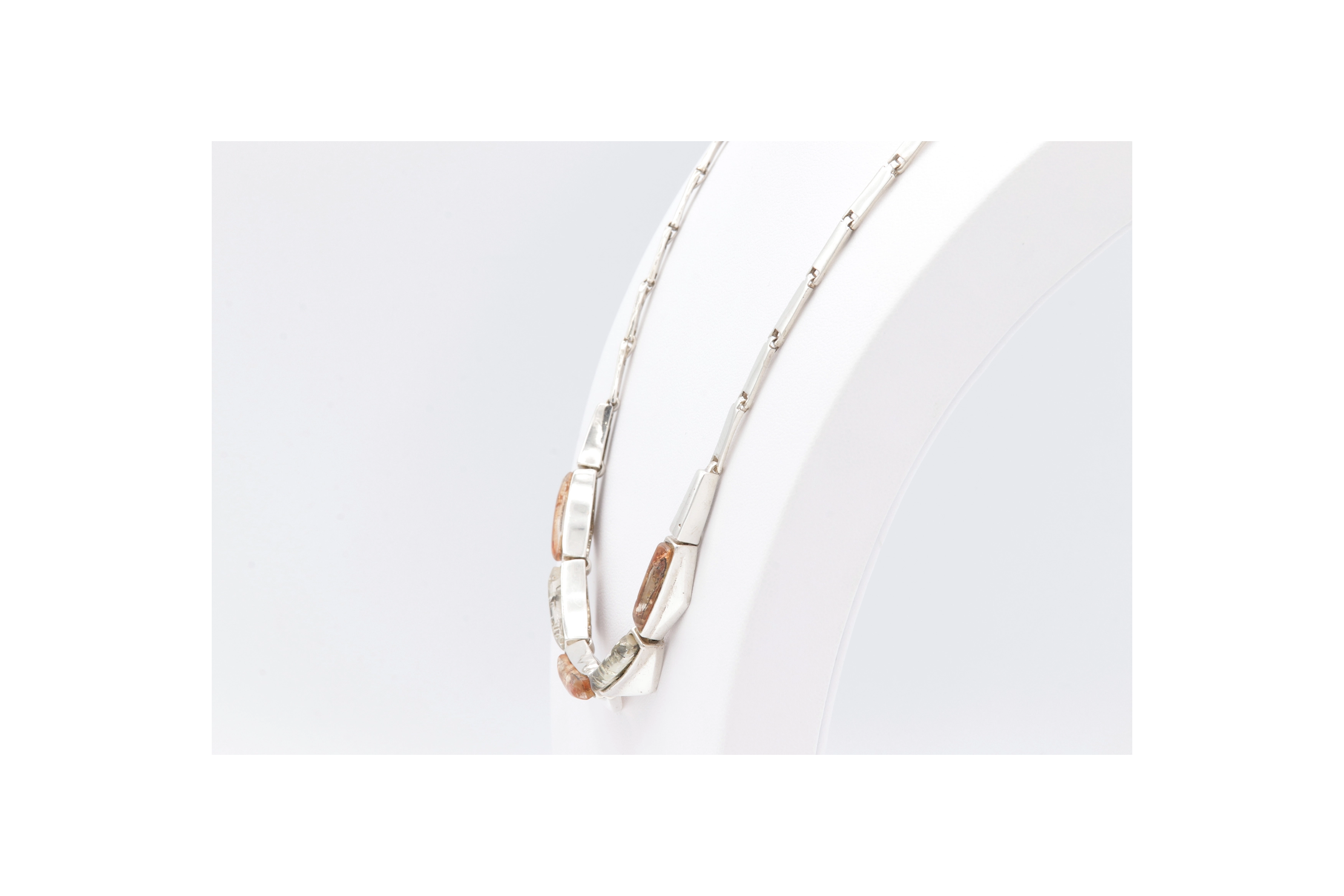 Collier contemporain en argent 925 serti d'ambre - 3