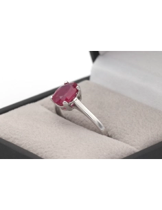 Bague contemporaine en or blanc 18 carats sertie d'un rubis (1.36 carat) - 8
