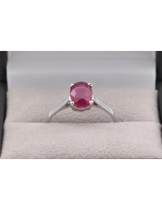 Bague contemporaine en or blanc 18 carats sertie d'un rubis (1.36 carat) - 7
