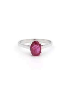 Bague contemporaine en or blanc 18 carats sertie d'un rubis (1.36 carat) - 1