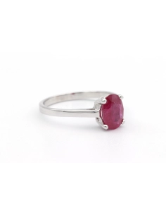 Bague contemporaine en or blanc 18 carats sertie d'un rubis (1.36 carat) - 6