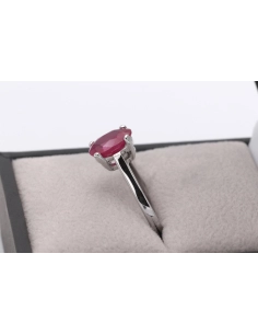 Bague contemporaine en or blanc 18 carats sertie d'un rubis (1.36 carat) - 9