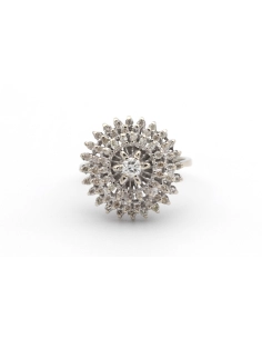 Bague Années 70 en or blanc 18 carats et diamants - - 1