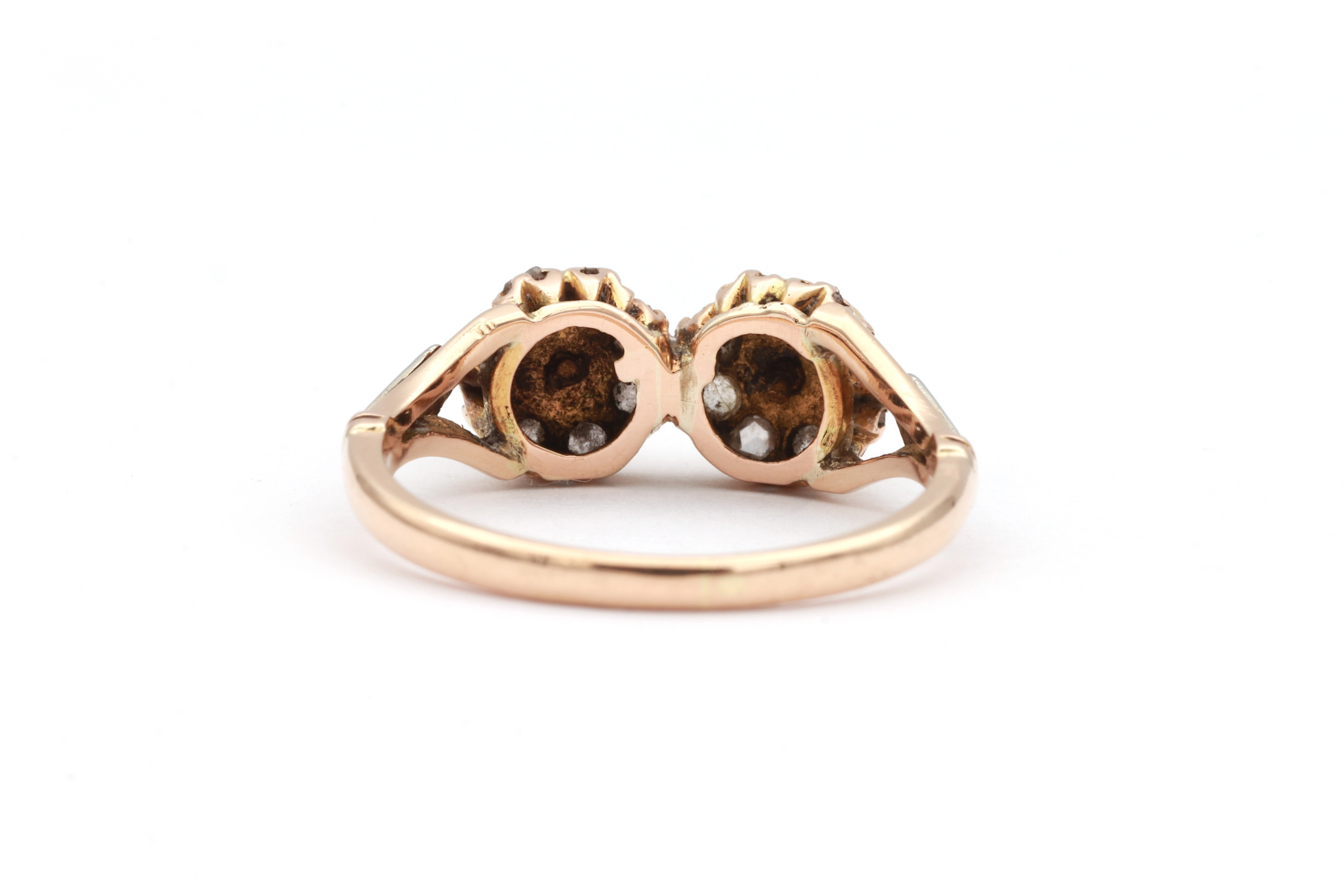 Bague Art Déco en or jaune et blanc 18 carats sertie de perles fines et de diamants taille rose - - 4