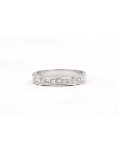 Alliance demi-américaine en or blanc 18 carats sertie de diamants taille princesse - 1