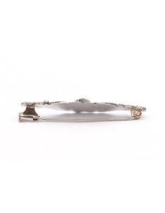 Broche Années 70 en argent et or sertie de corail et d'onyx - 4