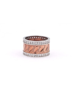 Bague contemporaine en argent 925, plaqué or rose, sertie de zirconiums - - 1