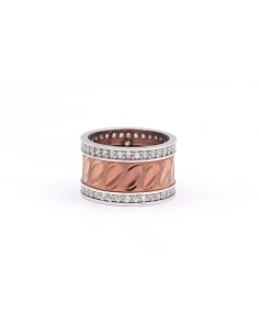 Bague contemporaine en argent 925, plaqué or rose, sertie de zirconiums - - 2