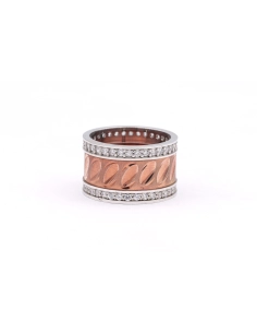 Bague contemporaine en argent 925, plaqué or rose, sertie de zirconiums - - 3