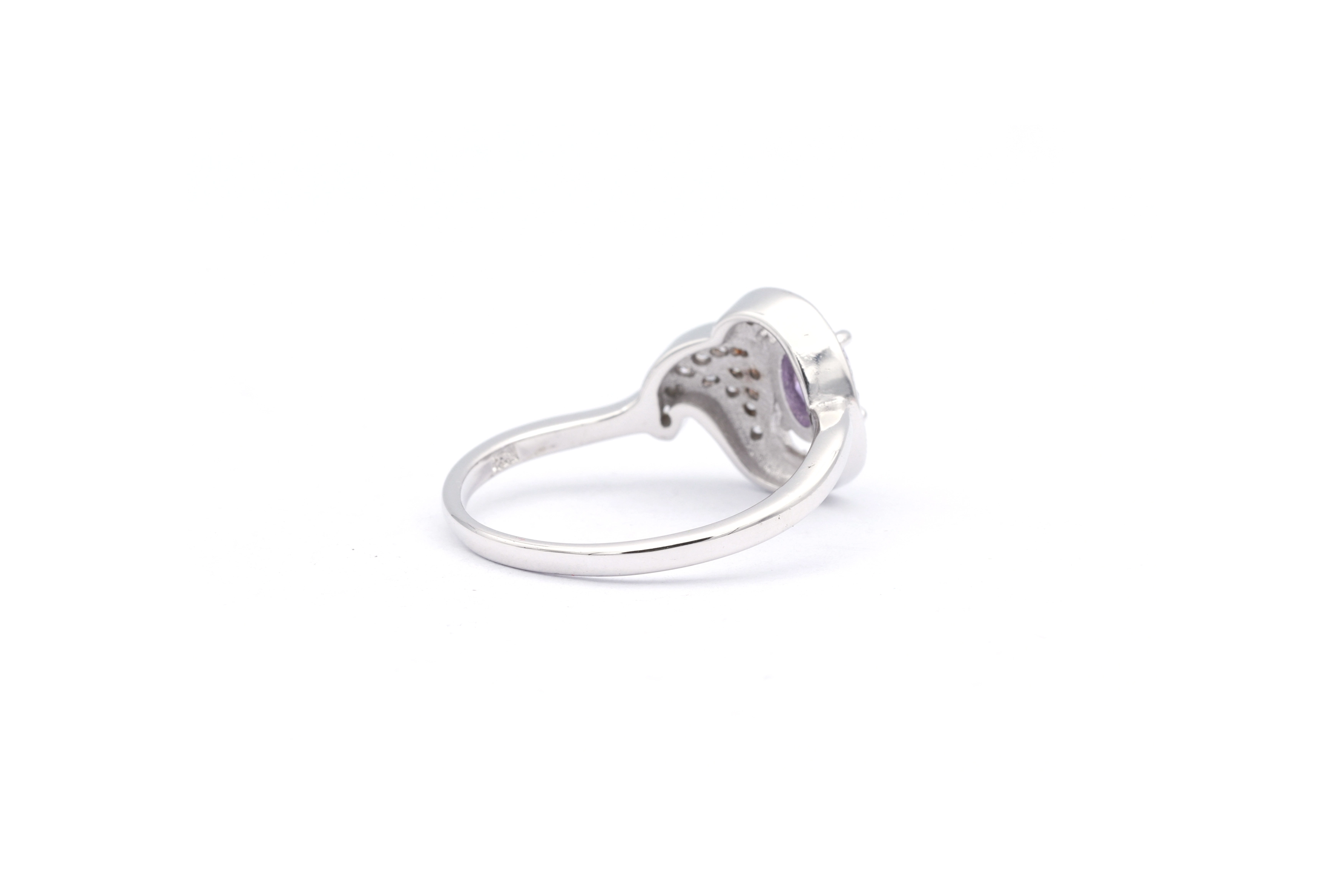 Bague contemporaine en argent 925 sertie d'une améthyste et de zirconiums - 5