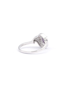 Bague contemporaine en argent 925 sertie d'une améthyste et de zirconiums - 5