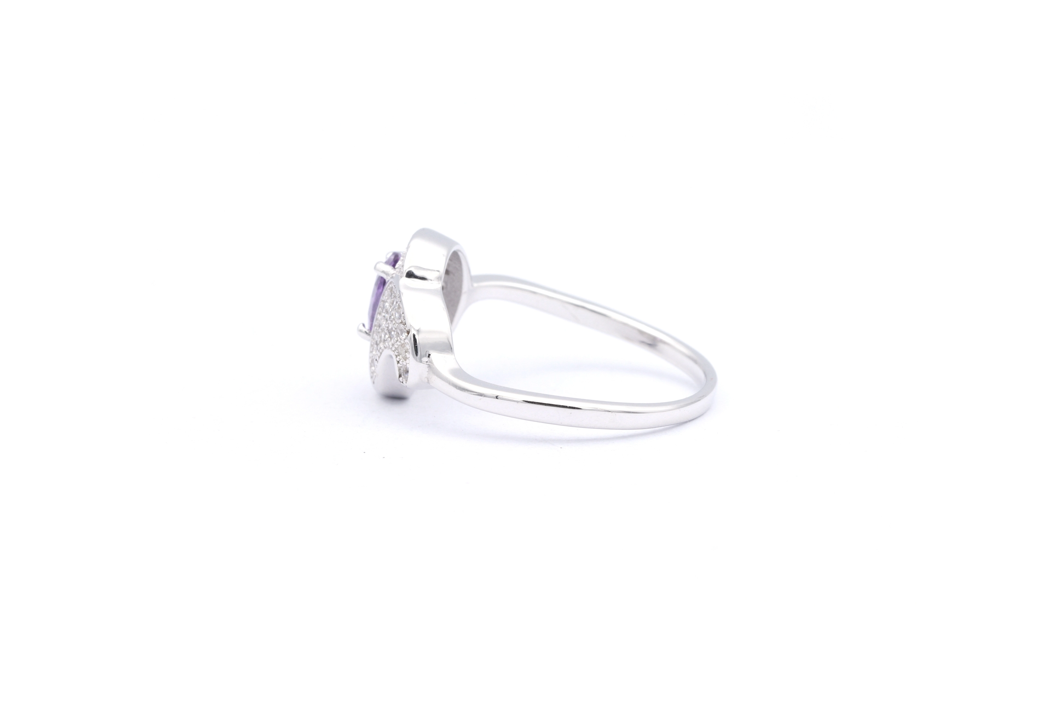 Bague contemporaine en argent 925 sertie d'une améthyste et de zirconiums - 3