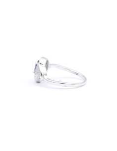 Bague contemporaine en argent 925 sertie d'une améthyste et de zirconiums - 3