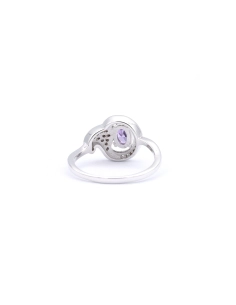 Bague contemporaine en argent 925 sertie d'une améthyste et de zirconiums - 4