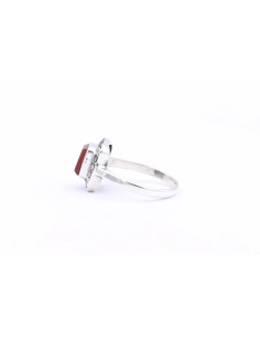 Bague contemporaine en argent 925 sertie de cornaline et de marcassites - 3