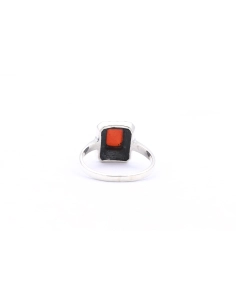 Bague contemporaine en argent 925 sertie de cornaline et de marcassites - 4
