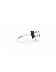 Bague contemporaine en argent 925 sertie de cornaline et de marcassites - 5