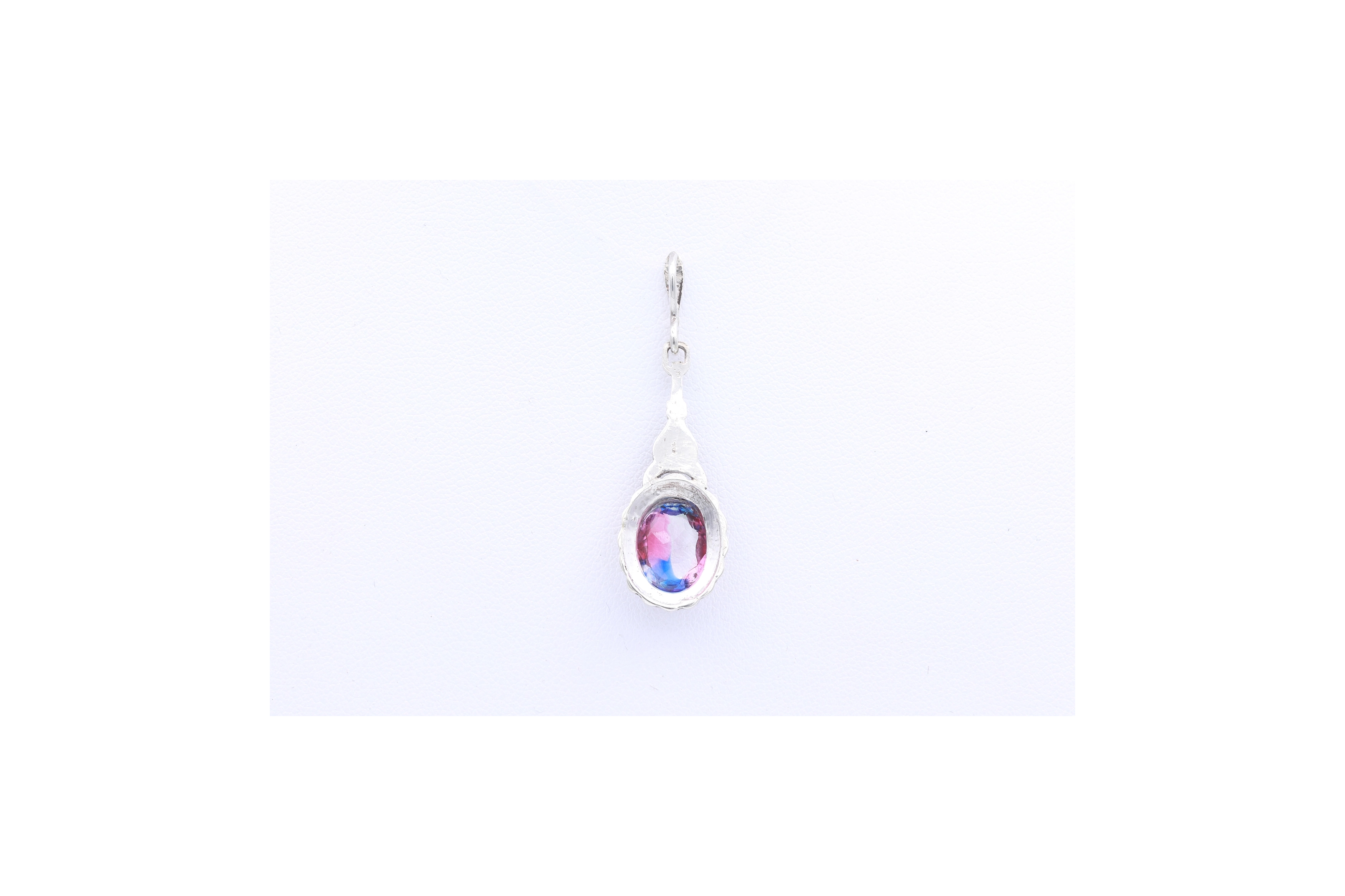 Pendentif contemporain en argent serti d'une pierre du Rhin et de marcassites - 6