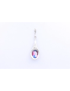 Pendentif contemporain en argent serti d'une pierre du Rhin et de marcassites - 6