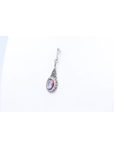 Pendentif contemporain en argent serti d'une pierre du Rhin et de marcassites - 2