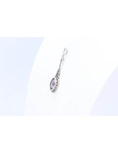 Pendentif contemporain en argent serti d'une pierre du Rhin et de marcassites - 3